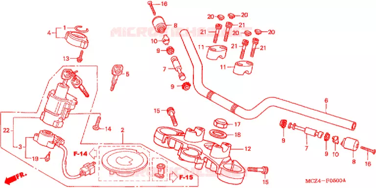 HANDLE PIPE/TOP BRIDGE (2) Honda MOTO 900 HORNET 2005  CB900F5_A