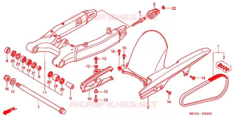 SWINGARM - CHAIN CASE Honda MOTO 900 HORNET 2006  CB900F6_A