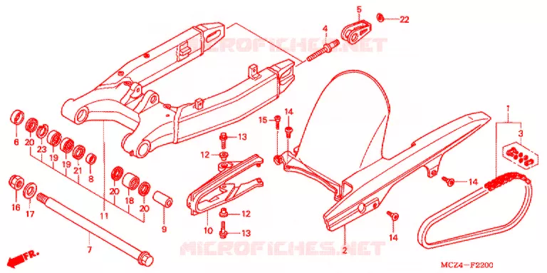 SWINGARM - CHAIN CASE Honda MOTO 900 HORNET 2006  CB900F6_A
