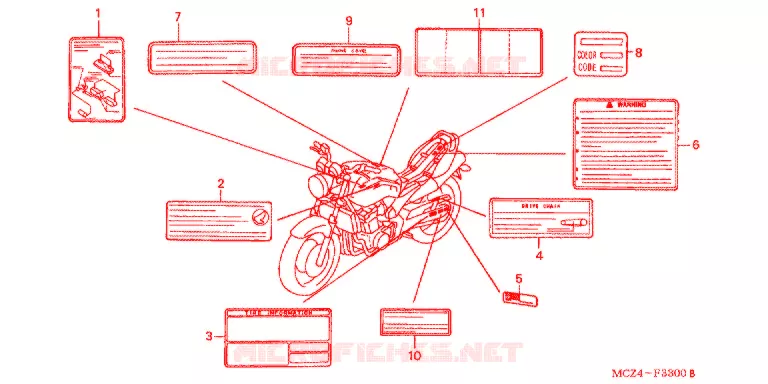 CAUTION LABEL (1) Honda MOTO 900 HORNET 2006  CB900F6_A