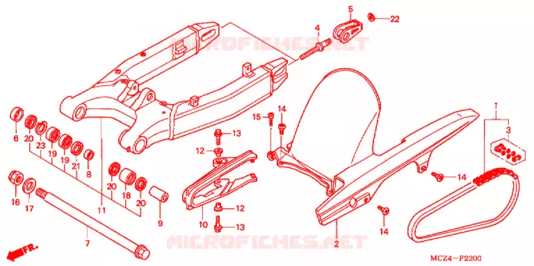 SWINGARM - CHAIN CASE Honda MOTO 900 HORNET 2006  CB900F6_A