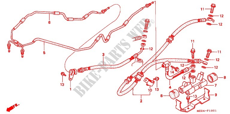 BRAKE CONTROL VALVE   LINES for Honda CBR 1000 F 1996