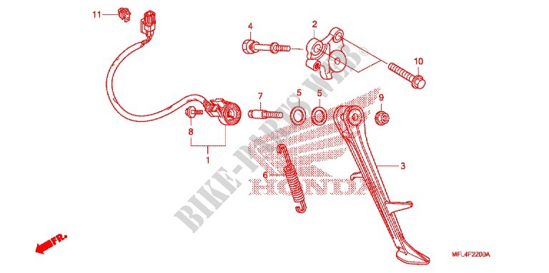 MAIN STAND   BRAKE PEDAL for Honda CBR 1000 RR ABS RED 2009