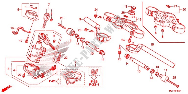 HANDLEBAR   TRIPLE CLAMP   STEERING STEM (CBR1000RR/RA/S'14) for Honda CBR 1000 RR WHITE 2014