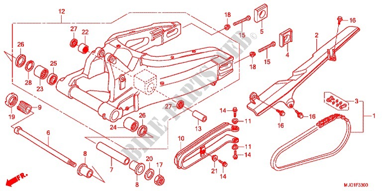 SWINGARM   CHAIN CASE for Honda CBR 600 RR HRC TRICOLOR 2015