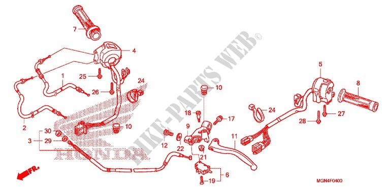 LEVER   SWITCH   CABLE (1) for Honda CBF 600 FAIRING ABS 2011