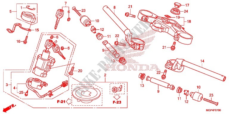 HANDLEBAR   TRIPLE CLAMP   STEERING STEM (CBR1000RR/RA'12,'13) for Honda CBR 1000 RR ABS RED 2012
