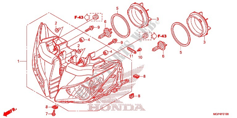 HEADLIGHT for Honda CBR 1000 RR ABS RED 2012