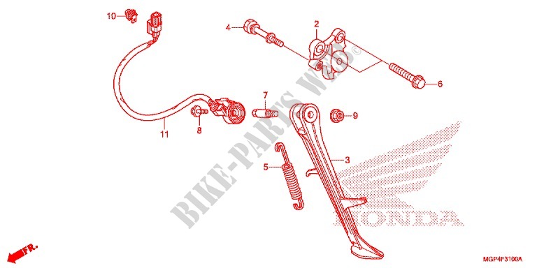 MAIN STAND   BRAKE PEDAL for Honda CBR 1000 RR ABS RED 2012