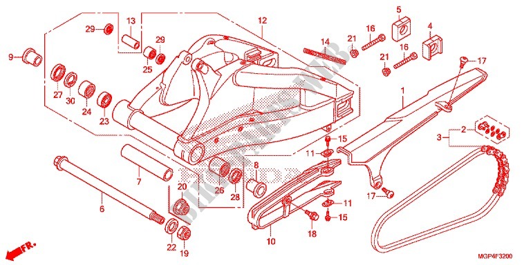 SWINGARM   CHAIN CASE for Honda CBR 1000 RR ABS RED 2012