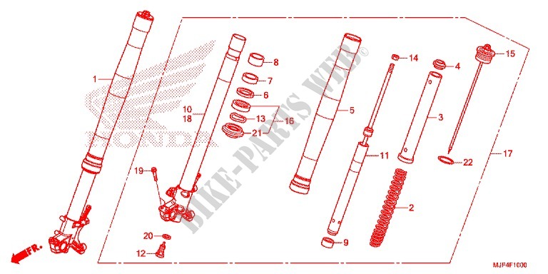 FRONT FORK for Honda AFRICA TWIN 1000 RED 2016