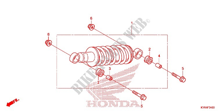 REAR SHOCK ABSORBER (2) for Honda CRF 110 2013