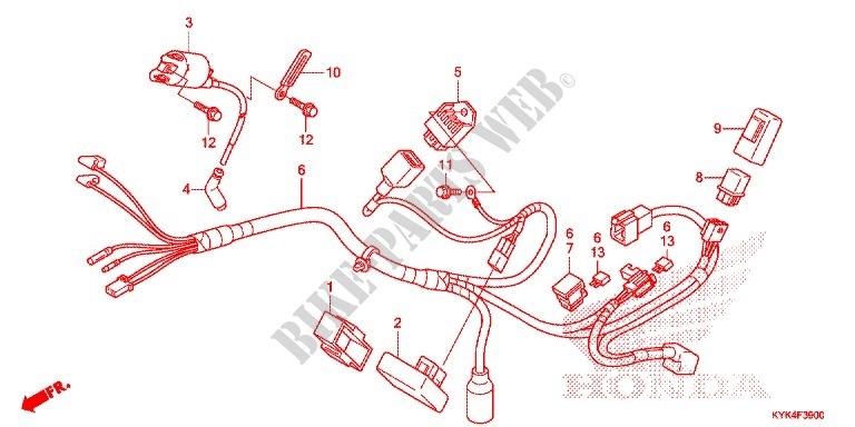 WIRE HARNESS/BATTERY for Honda CRF 110 2015