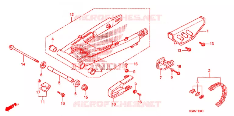 SWINGARM - CHAIN CASE Honda MOTO 100 CRF 2009  CRF100F9