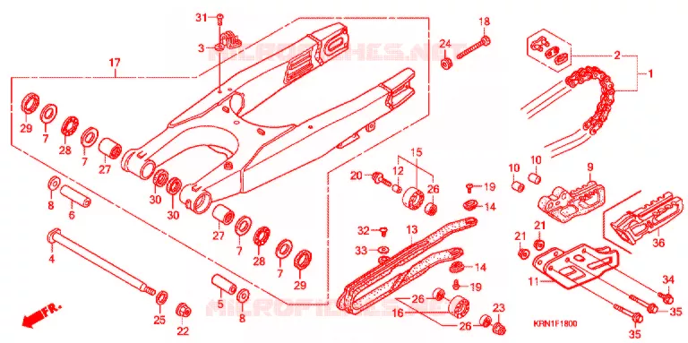 SWINGARM - CHAIN CASE Honda MOTO 250 CRF 2004  CRF250R4