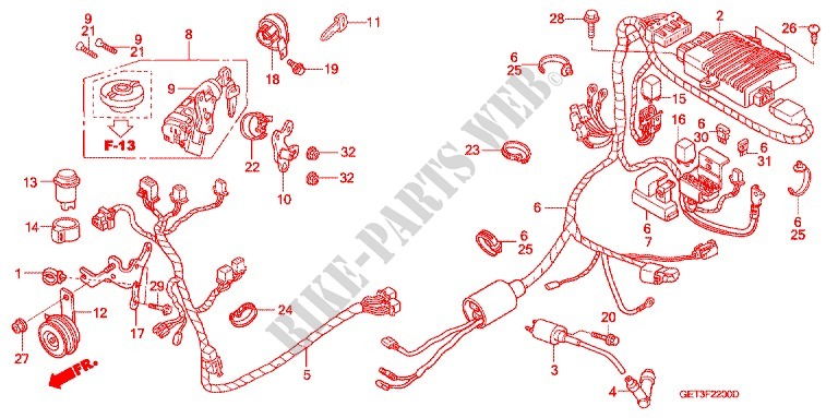 WIRE HARNESS/BATTERY for Honda 50 JAZZ 2002