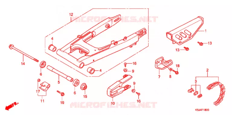 SWINGARM - CHAIN CASE Honda MOTO 100 CRF 2004  CRF100F4