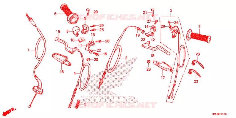 HANDLE LEVER - CABLE Honda MOTO 100 CRF 2012  CRF100FC