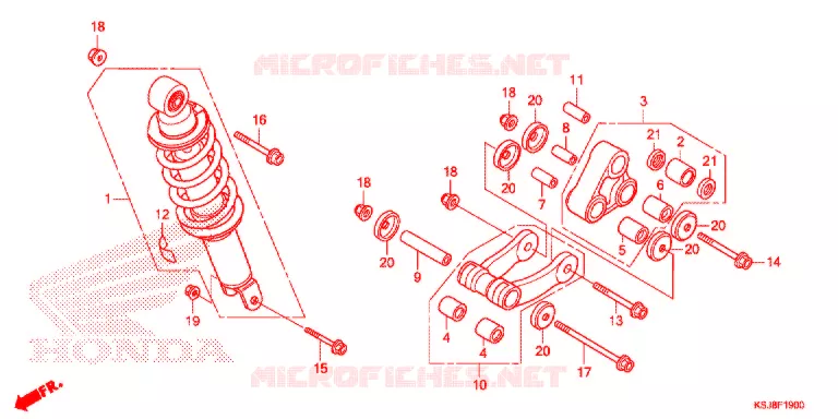 REAR SHOCK ABSORBER (2) Honda MOTO 100 CRF 2012  CRF100FC