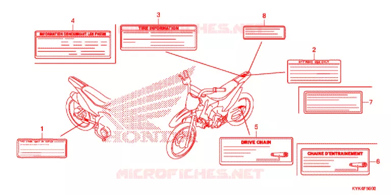 CAUTION LABEL (1) Honda MOTO 110 CRF 2014  CRF110FE