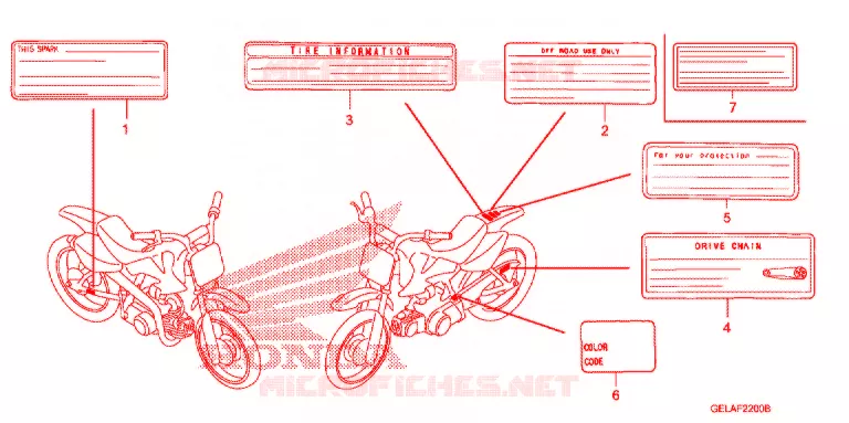 CAUTION LABEL (1) Honda MOTO 50 CRF 2012  CRF50FC