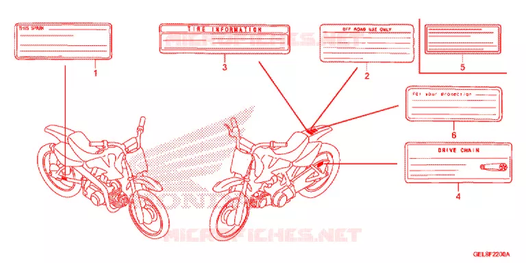 CAUTION LABEL (1) Honda MOTO 50 CRF 2013  CRF50FD