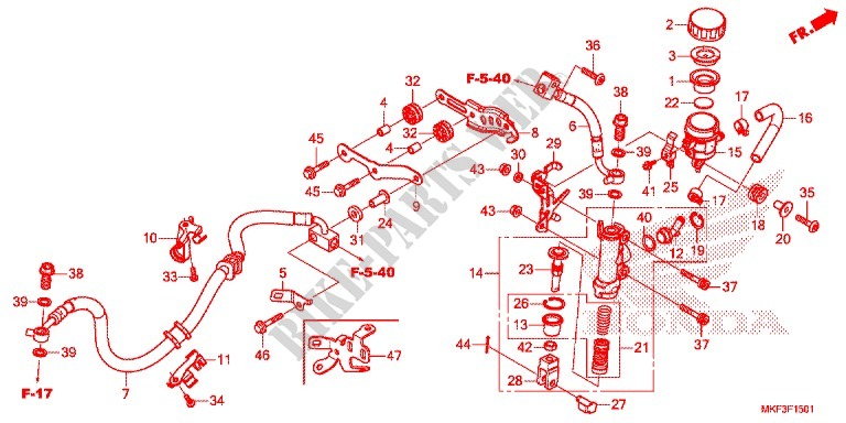 REAR BRAKE MASTER CYLINDER (CBR1000RA/S1/S2) for Honda CBR 1000 RR SP1 2018