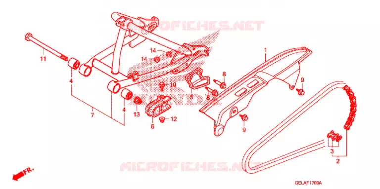 SWINGARM - CHAIN CASE Honda MOTO 50 CRF 2010  CRF50F9