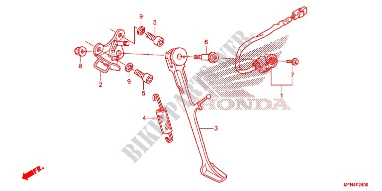 MAIN STAND   BRAKE PEDAL for Honda CB 1000 R ABS BLACK 2012