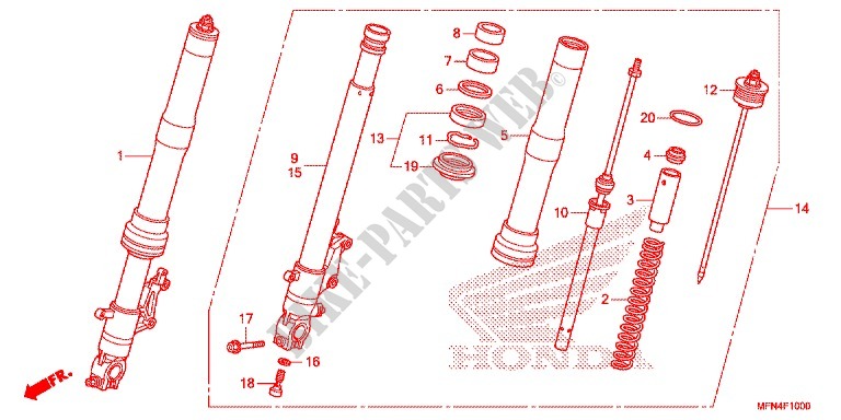 FRONT FORK for Honda CB 1000 R ABS RED 2014