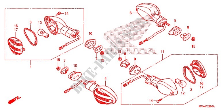 INDICATOR (2) for Honda CB 1000 R ABS RED 2014