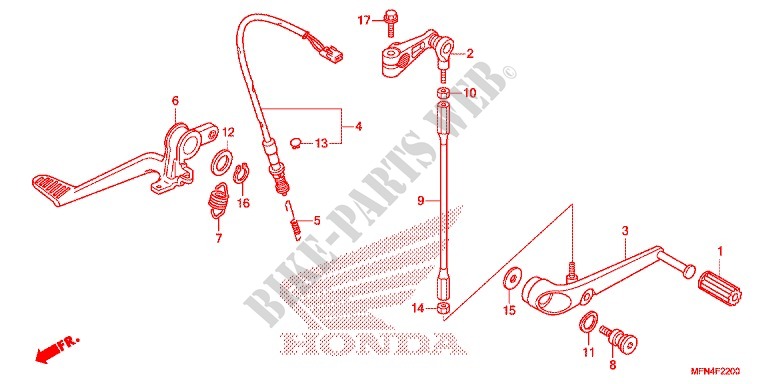 PEDAL for Honda CB 1000 R ABS RED 2014