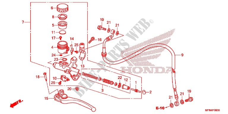 REAR BRAKE MASTER CYLINDER for Honda CB 1000 R ABS RED 2014