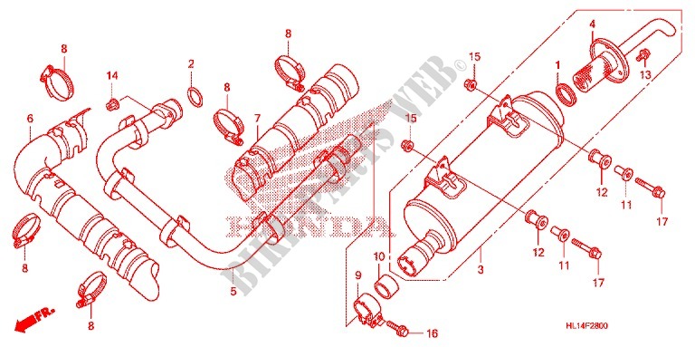 EXHAUST MUFFLER (2) for Honda BIG RED 700 OLIVE 2011