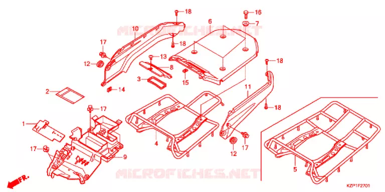 LUGGAGE RACK (MW1101WHG/2WHG) Honda SCOOTER 110 BENLY 2016  MW1101WHG