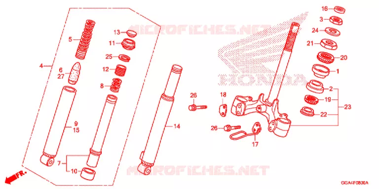 FRONT FORK - STEERING STEM Honda SCOOTER 50 RUCKUS 2014  NPS50E