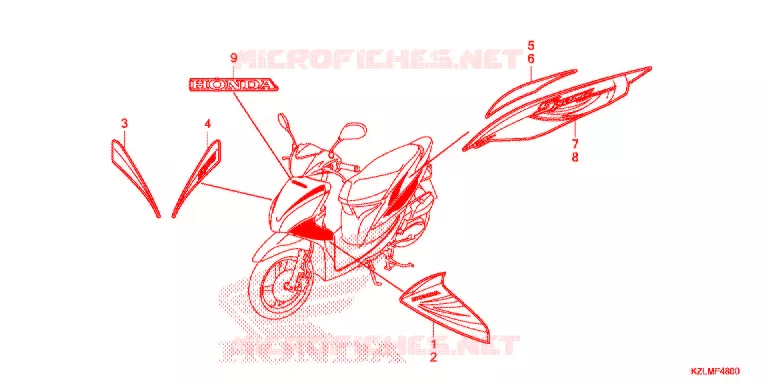 STICKERS (1) Honda SCOOTER 110 SPACY 2012  NSC110CSD