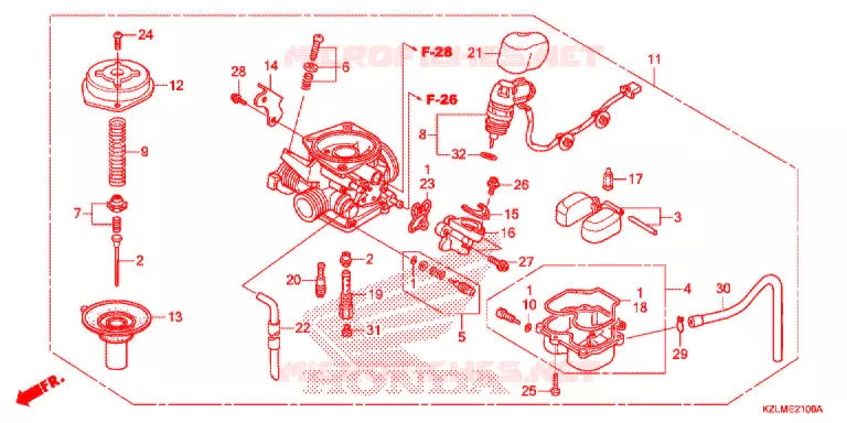 CARBURETOR O.P. KIT Honda SCOOTER 110 SPACY 2014  NSC110CSE