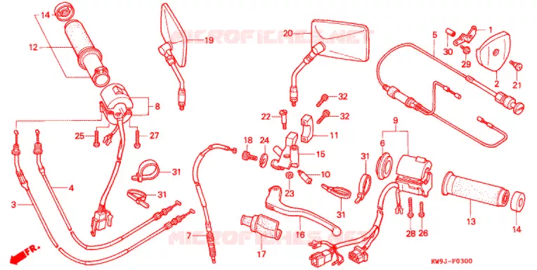 LEVER - SWITCH - CABLE (2) Honda MOTO 400 STEED 1993  NV400CP_IV