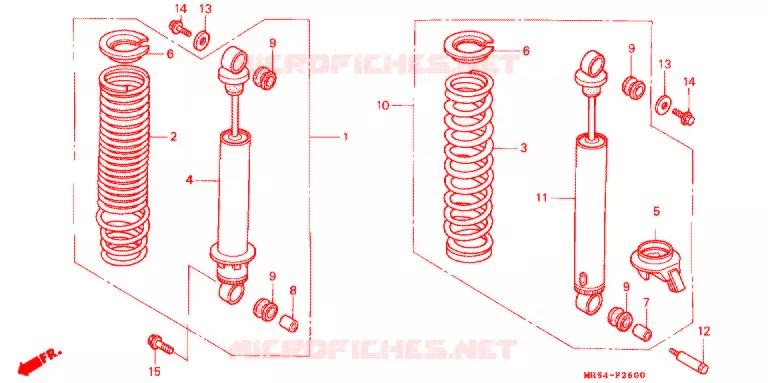 REAR SHOCK ABSORBER (2) Honda MOTO 800 PC800 1994  PC800R