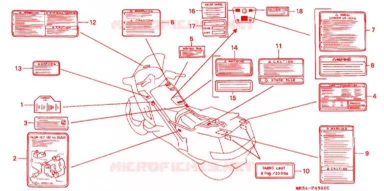 CAUTION LABEL (1) Honda MOTO 800 PC800 1995  PC800S