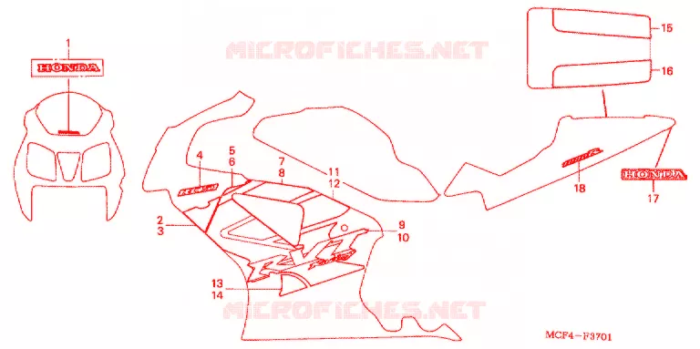 STICKERS ('03) Honda MOTO 1000 RC 2003  RVT1000R3