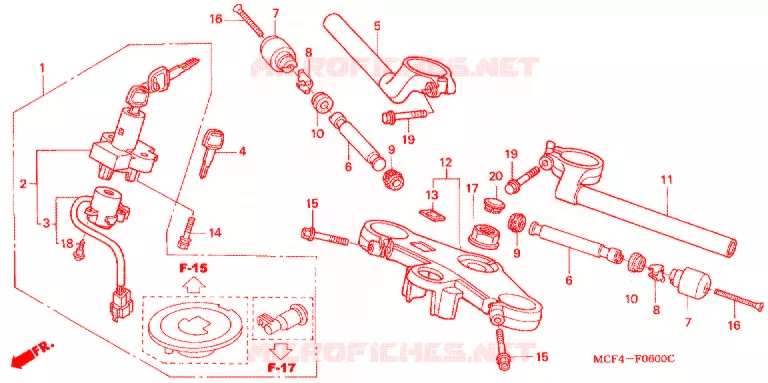 HANDLE PIPE/TOP BRIDGE (2) Honda MOTO 1000 RC 2000  RVT1000RY