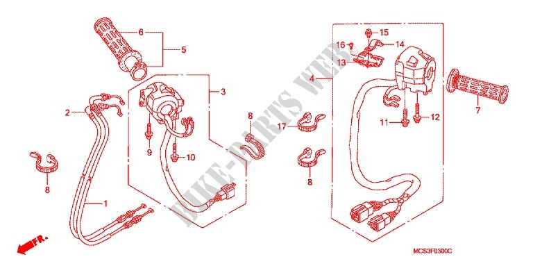 LEVER   SWITCH   CABLE (2) for Honda PAN EUROPEAN ST 1300 2004