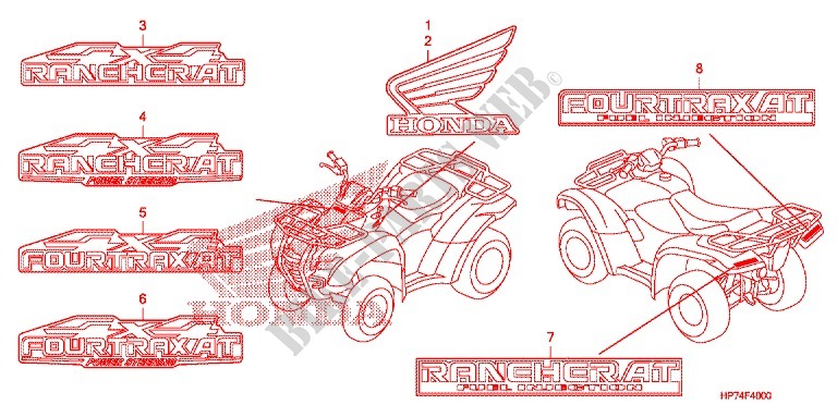 STICKERS for Honda FOURTRAX 420 RANCHER 4X4 AT CAMO 2010