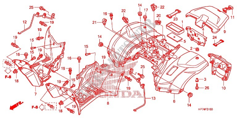 REAR FENDER for Honda FOURTRAX 420 RANCHER 4X4 AT PS 2011