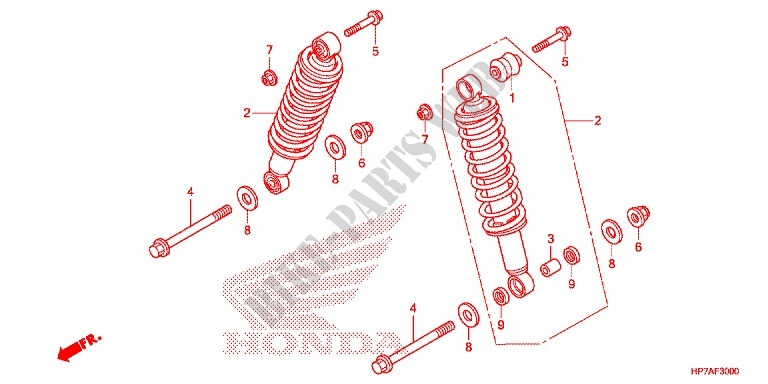REAR SHOCK ABSORBER (2) for Honda FOURTRAX 420 RANCHER 4X4 AT PS 2013