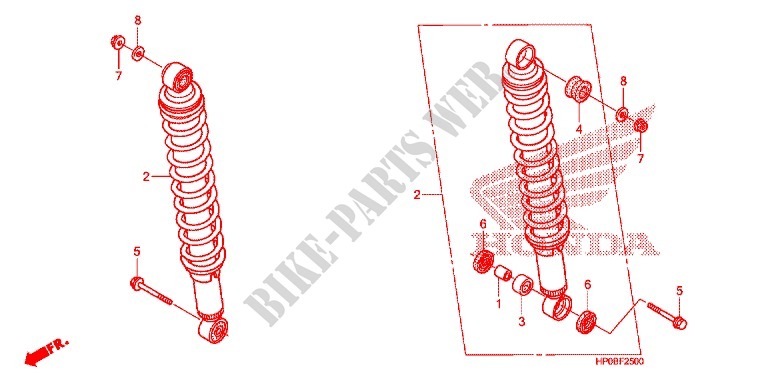 REAR SHOCK ABSORBER (2) for Honda FOURTRAX 500 FOREMAN 4X4 Electric Shift CAMO 2011
