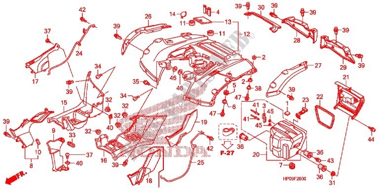 REAR FENDER for Honda FOURTRAX 500 FOREMAN 4X4 Electric Shift, Power Steering 2010