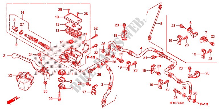 FRONT BRAKE MASTER CYLINDER for Honda FOURTRAX 500 FOREMAN 4X4 Power Steering 2011